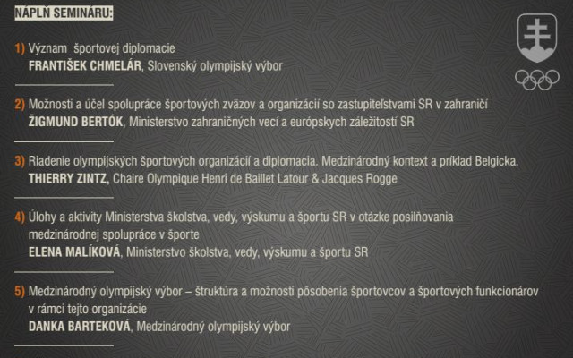 V utorok 12. novembra sa v Bratislave uskutoční medzinárodná konferencia SOV na tému Športová diplomacia v medzinárodnom kontexte a v rámci Slovenskej republiky