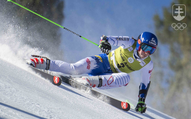 Na snímke slovenská lyžiarka Petra Vlhová počas 1. kola finálového obrovského slalomu Svetového pohára v zimnom stredisku Soldeu v Andorre v nedeľu 17. marca 2019.