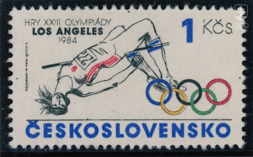 Nevydaná československá poštová známka k OH 1984 v Los Angeles.